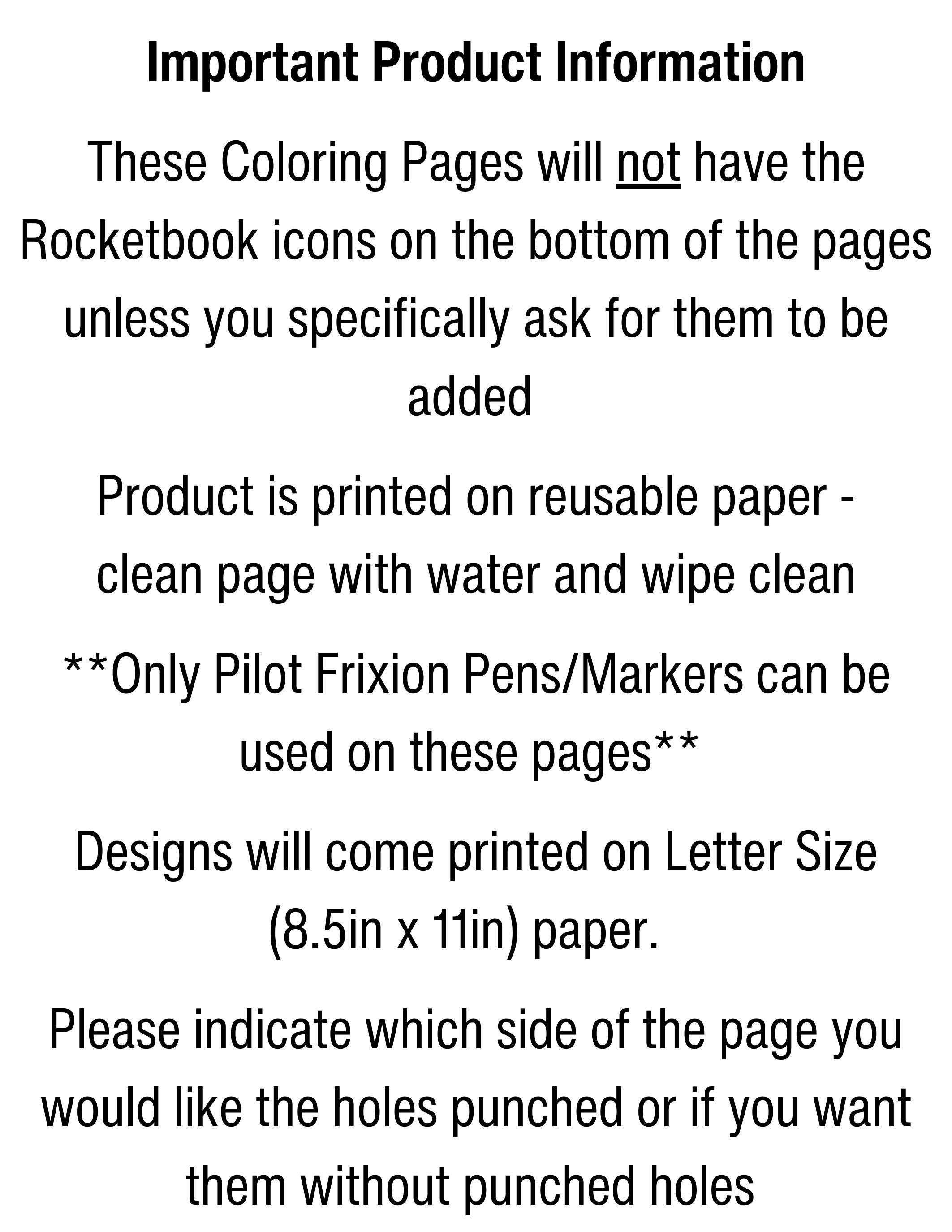 Rocketbook, Reusable Coloring Pages Beautiful Designs, Frixion Pens,  Several Separate Listings 