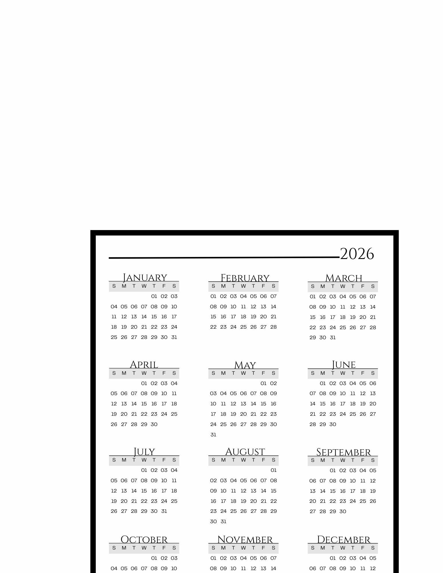 Rocketbook 2026 Calendar Digital Download - Receive 10 Variations