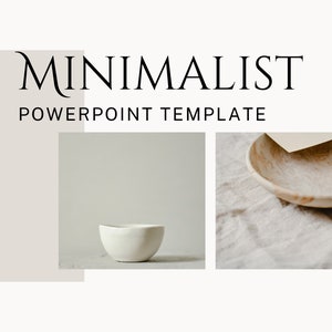 Könnte beinhalten: Zwei Keramikschalen, eine weiße und eine braune, auf einem hellbeigen Stoffhintergrund. Die weiße Schale befindet sich auf einer grauen Oberfläche. Der Text "MINIMALIST POWERPOINT TEMPLATE" befindet sich oben im Bild.