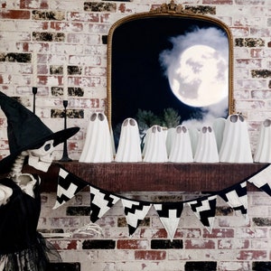 Black and White Quilt Bunting Garland Spooky Halloween Neutral 4ft