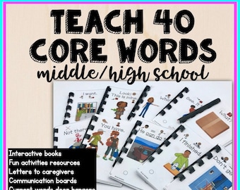 AAC Core Vocabulary Activities Teach Core Word Adolescent Speech Therapy Interactive Book Activities Homeschool AAC 40 Core Word Activities
