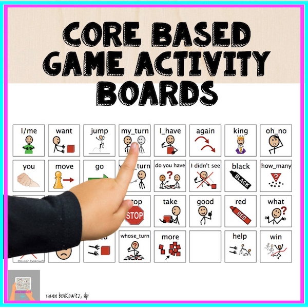 AAC Core Word Picture Communication Boards for Games Activities Communication Boards to Communicate for Speech Therapy Games at Home