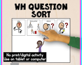 Clasificación de preguntas con «qué»: Actividad digital de terapia del habla (Educación Especial)