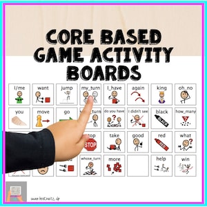 AAC Core Word Picture Communication Boards for Games Activities Communication Boards Nonverbal Communication Speech Therapy Games at Home