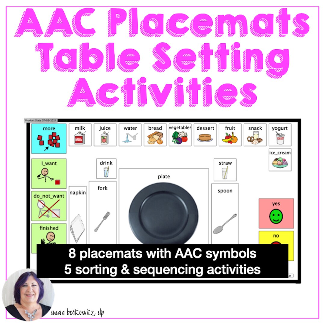 AAC Core Vocabulary Fringe Word Communication Placemats Set Table ...