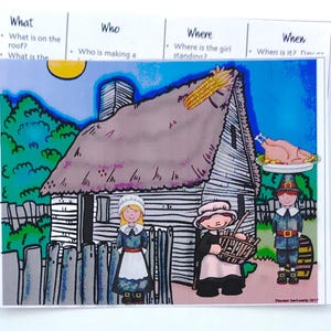 Adapted language activities for speech therapy focusing on colonial life