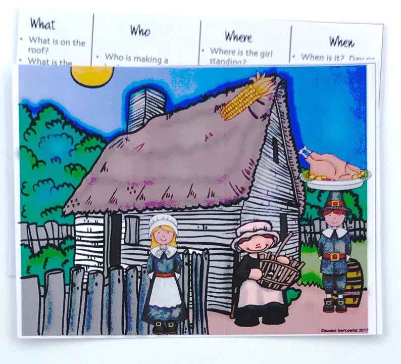 Adapted language activities for speech therapy focusing on colonial life