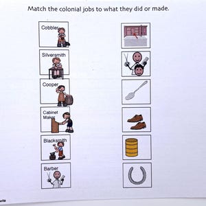 Colonial American history language activities for special education classrooms