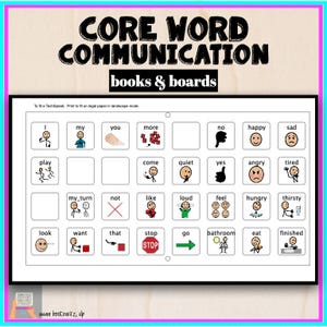 Tableaux de communication Mots de base CAA Vocabulaire de base Communication non verbale Tableaux d'orthophonie pour l'éducation spécialisée ou l'enseignement à domicile pour l'autisme