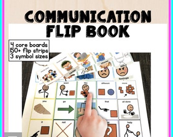 Puede incluir: Un libro de comunicación con cuatro tableros centrales y más de 150 tiras de volteo. El libro presenta una variedad de símbolos, incluyendo imágenes y palabras, para ayudar a las personas a comunicarse. El libro está diseñado para ser utilizado por personas con autismo, discapacidades del desarrollo u otros desafíos de comunicación.