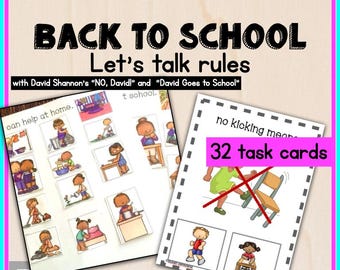 Classroom Rules Activities: "No David" Book Companion, Speech Therapy (Task Cards)