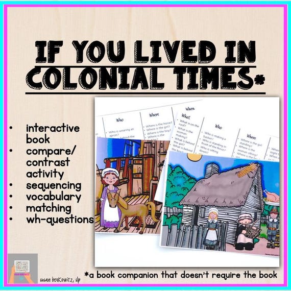 Colonial Life Speech Therapy Book Companion, Language Activities (Digital Download)