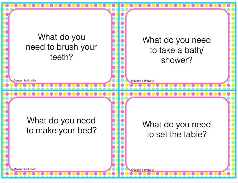 Task Association Cards | Speech Therapy, Life Skills, Autism Resource ...