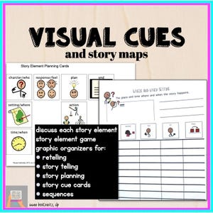 Visual Cue Cards Story Template Printable Speech Therapy Activities Sequencing Cards Graphic Organizers Homeschool Story Telling Printable