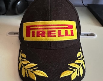 Vintage Pirelli Racing Hat • Formula 1 Motorsport Cap • Embroidered Laurel Brim Snapback • Y2K Racing Streetwear Hat