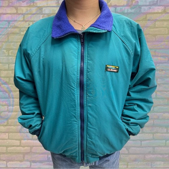 LL Bean Vintage 90s Warm-up Jacket Fleece Lined Lighweight LL Bean Vintage 90s Warm-up Jacket Fleece Lined Lighweight