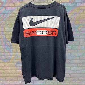 RARE Vintage 90s Nike Swoosh T-Shirt - Double Sided Black Graphic Tee, 90s Unisex Streetwear, Made in USA, Size XL