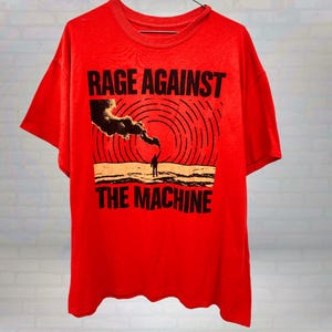 Rage Against The Machine Y2K T-Shirt Red Graphic Protest Band Tee Rock Music Vintage Style Punk Alt Streetwear Shirt Size XL