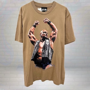 Vintage Stone Cold Steve Austin T-shirt - bruin WWE Attitude Era Wrestling Tee, jaren 90 WWF graphic top, retro Pro Wrestling shirt maat Large