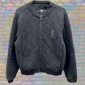Harley-Davidson Black Slim Fit Quilted Bomber Jacket Coat 97415-17VW, Size Large