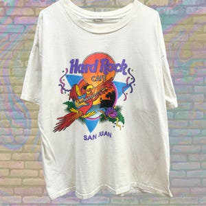 Vintage Hard Rock Cafe San Juan T-Shirt, Tropical Graphic Tee, 90s Vacation Style, Unisex Animal Streetwear Shirt, Size XL