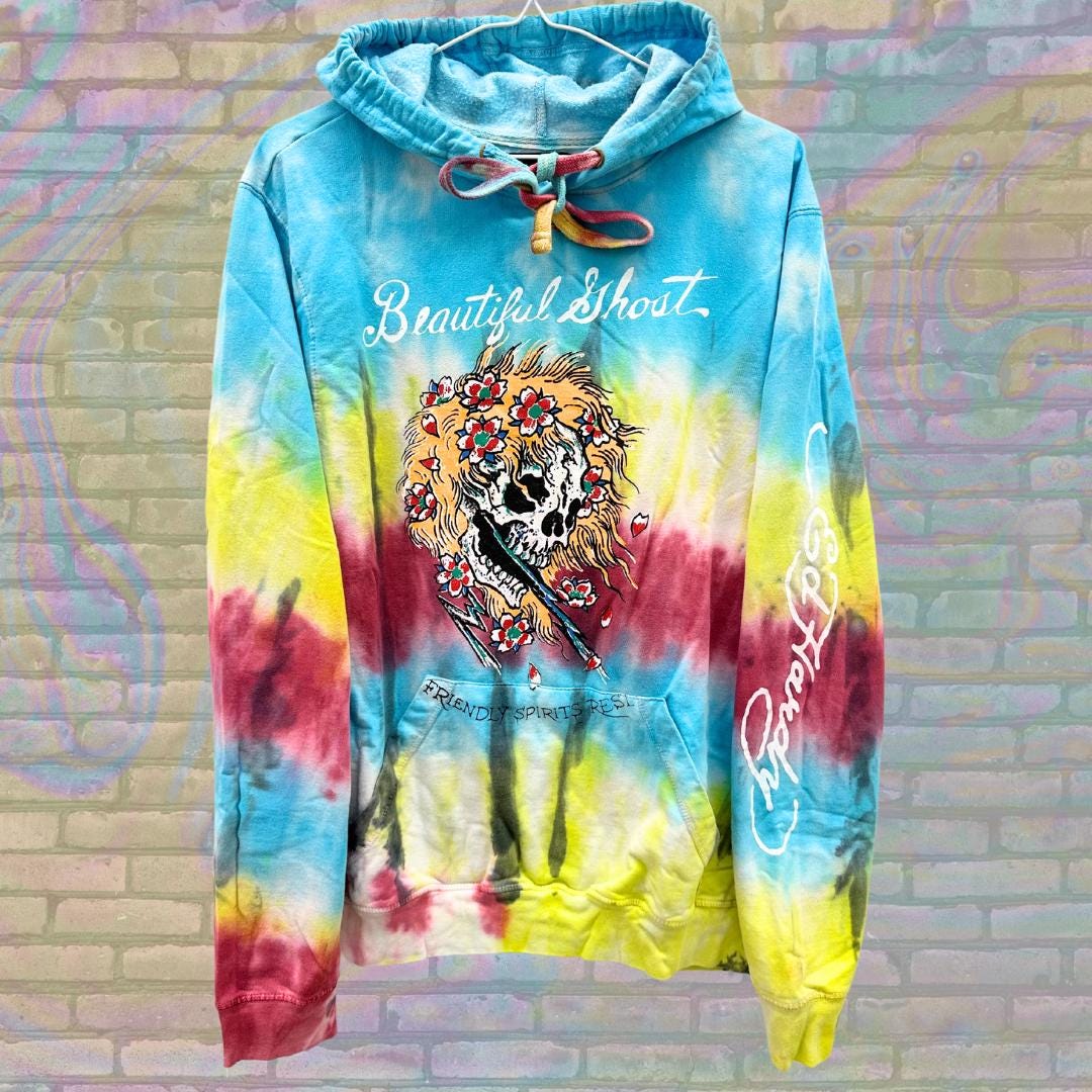Vintage Ed Hardy Tie-dye Oversized Hoodie, Beautiful Ghost
