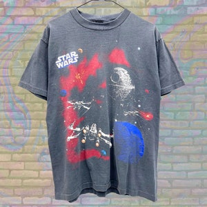 Star Wars Space X Wing Starfighters Big Print Tshirt Large Unisex 90s Vintage Made in USA Lucasfilms Movie TV