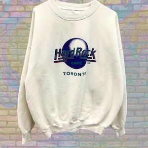 Vintage 90s Hard Rock Cafe Toronto Sweatshirt, White Logo Crewneck Pullover, 90s Retro Music Streetwear, Classic Hard Rock Sweater, Size XL