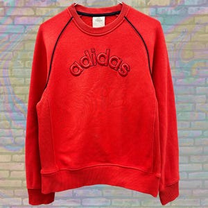 Sudadera Adidas Y2K bordada vintage - Sudadera retro bordada con cuello redondo - Ropa deportiva Adidas unisex - Talla pequeña