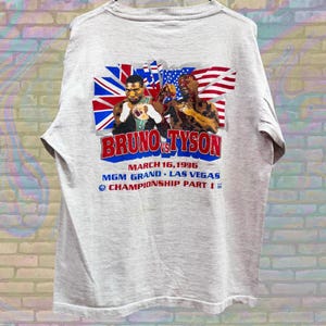 RARE Vintage Bruno vs Tyson Boxing Tee, 1996 MGM Grand Graphic T-Shirt, Retro Sports Memorabilia, Championship Streetwear, Size Large