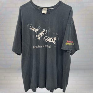 Vintage Monty Python Spamalot T-Shirt - Black “Fetchez La Vache” Graphic Tee, Comedy Theater Souvenir Shirt, Retro Humor Top Size XL
