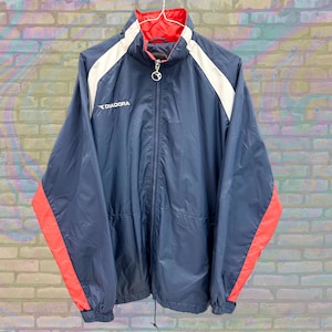 Diadora Tricolored Sports Y2K Windbreaker M Unisex Vintage Athleisure Sportswear Streetwear