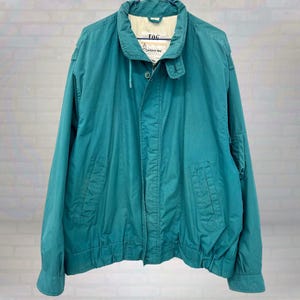 Vintage London Fog Teal Jacket, 90s Retro Windbreaker Coat, Minimalist Streetwear Outerwear, Classic Lightweight Spring Jacket Size 48 (2XL)