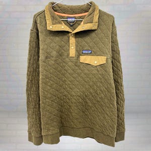Vintage Patagonia Snap-T Fleece Pullover Organic Cotton Brown Tan Quilted Sweatshirt Outdoor Hiking Retro 90s Patagonia Jacket Unisex Large
