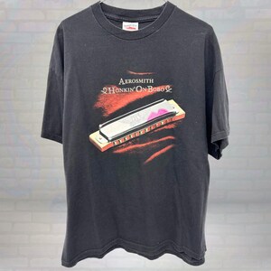 ヴィンテージ エアロスミス Honkin&#39; on Bobo ツアー Tシャツ | レア 2000年代 ロックバンド Tシャツ | ブラック ブルース ロック シャツ | Y2K グラフィック コンサート グッズ サイズ XL