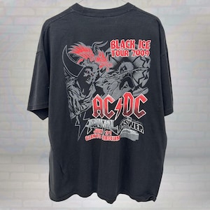 Vintage AC/DC Black Ice Tour 2009 T-Shirt | Giants Stadium Band Tee | Rock Concert Shirt | Rare Graphic Metal Tee | Acdc Collectible Size XL
