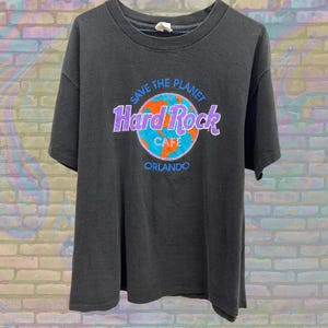 Vintage Hard Rock Cafe Orlando T-Shirt, Save the Planet Tee, Retro Black Logo Shirt, 90s Tourist Memorabilia, Music Lover Gift, Size XL