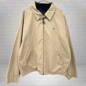 Vintage Timberland Harrington Jacket, Beige Zip Up Windbreaker, 90s Minimalist Streetwear, 90s Casual Outerwear, Utility Coat, Size XL
