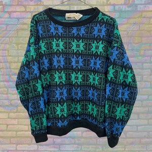 Vintage 90s Promptu Winter-patterned Acrylic Sweater