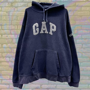 Vintage GAP Navy Blue Fleece Hoodie – Retro Pullover
