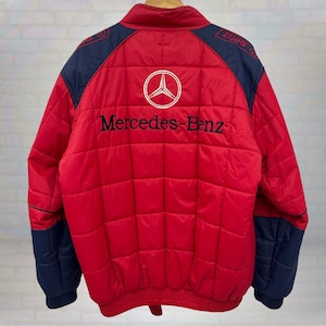 Vintage Mercedes Benz Racing Jacket - Red Warsteiner West F1 Team Coulthard Mobil 1 Puffer, Retro Motorsport Streetwear Size XXL