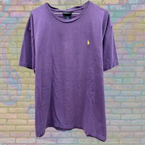 Vintage Ralph Lauren Purple T-Shirt, Classic Polo Embroidered Logo Tee, 90s Preppy Minimalist Streetwear, Cotton Casual Shirt, Size XL