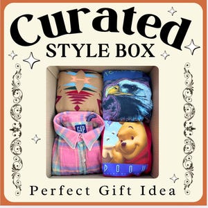 Gepersonaliseerde vintage mystery box, cadeaubundel, aangepast cadeau voor hem, aangepast cadeau voor haar, Y2K, t-shirt, sweater, geborduurd sweatshirt
