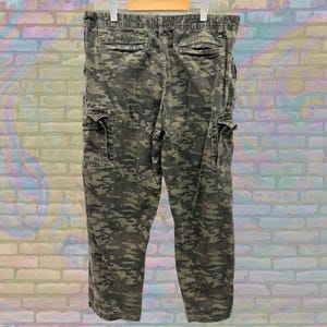 Vintage Camo Cargo Pants Trousers - 90s OpenTrail Brand, Baggy Relaxed Fit, Size 38 Waist x 32 Length