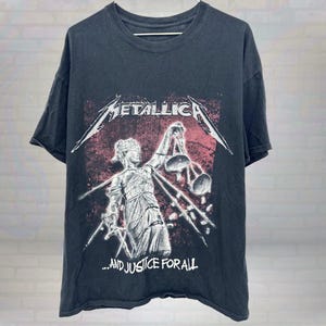 Vintage Metallica T Shirt ...And Justice For All Graphic Tee Black 90s Band Shirt Rock Metal Concert Merch Unisex Grunge Style Size XL
