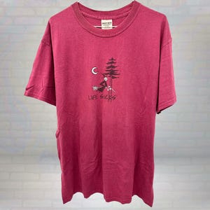 ヴィンテージ 人生は最悪 Tシャツ 悲しい漫画グラフィックTシャツ エッジの利いたY2KユーモアストリートウェアアイロニーTシャツ 憂鬱な気分シャツ XL マルーン