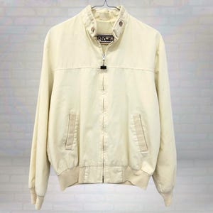 Vintage Harrington Jacket, 80s Walls Cream Bomber Style Zip Up, Y2K Neutral Streetwear, Retro Minimalist Windbreaker Coat