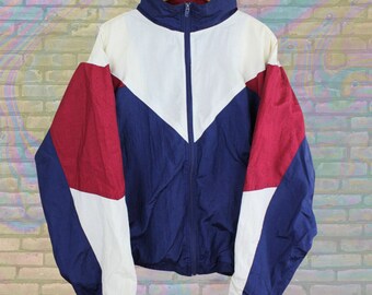 Hitec dreifarbiger dreieckiger Retro-Style-Windbreaker, groß, Unisex, 80er-Jahre-Vintage-Sportbekleidung