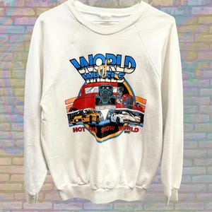 Vintage World of Wheels Hot Rod Show Sweatshirt, Retro Car Graphic Crewneck, 90s Automotive Apparel, Made in USA, Size Medium