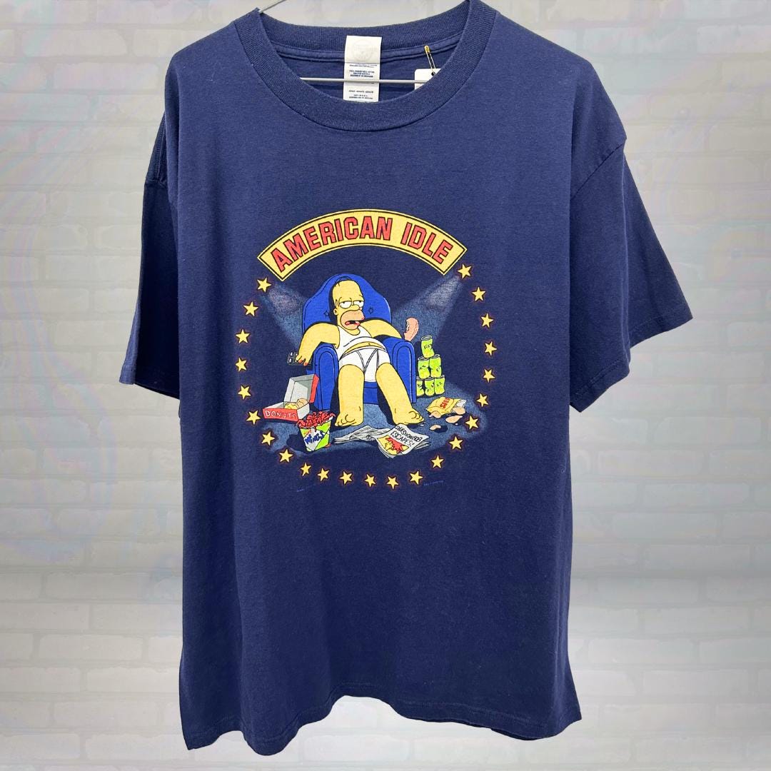 T-shirt Homer Simpson – American Idle – Bleu – Taille XL – Homme – Occasion